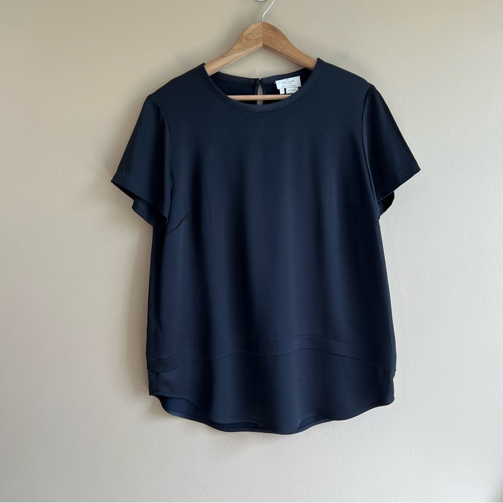 KATE SPADE black top short sleeve size 10 keyhole back closure